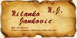 Milanko Janković vizit kartica